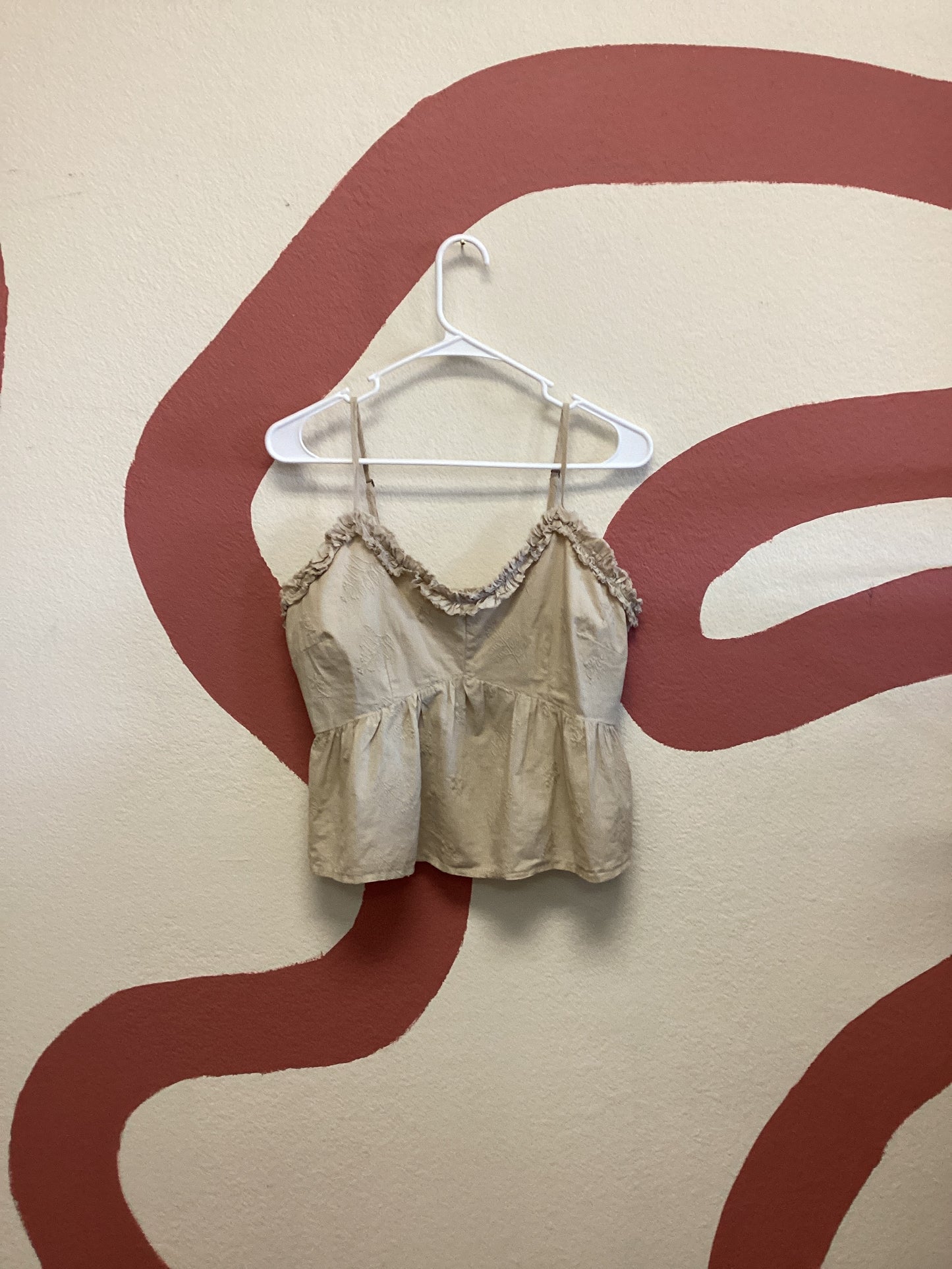 Tan linen tank top M