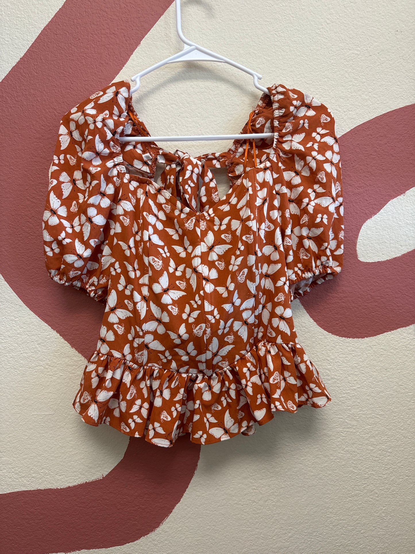 Orange Butterfly Blouse M